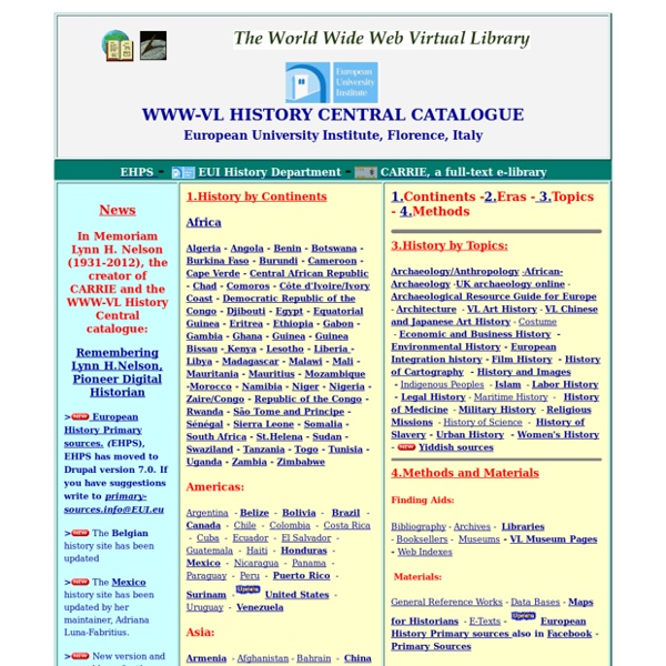 WWW-VL: World History Index and History Central Catalogue