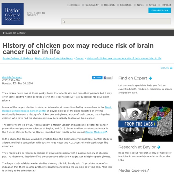 History of chicken pox may reduce risk of brain cancer later in life