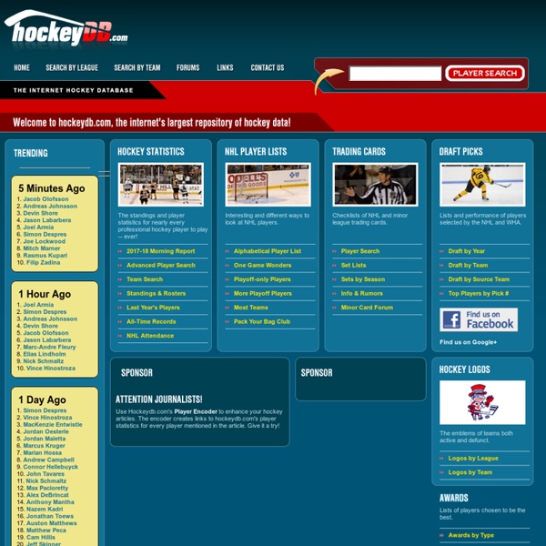 Internet Hockey Database - Statistics, Logos, and Trading Cards
