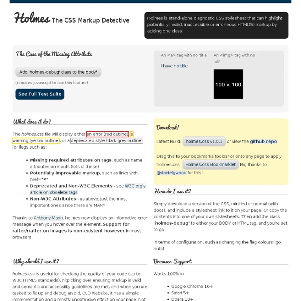 Holmes.css - CSS Markup Detective