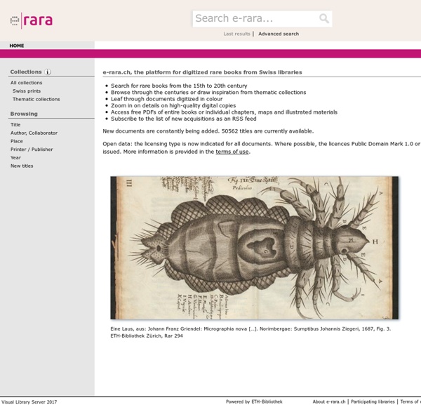 E-rara.ch - portail imprimés numérisés des bibliothèques suisses
