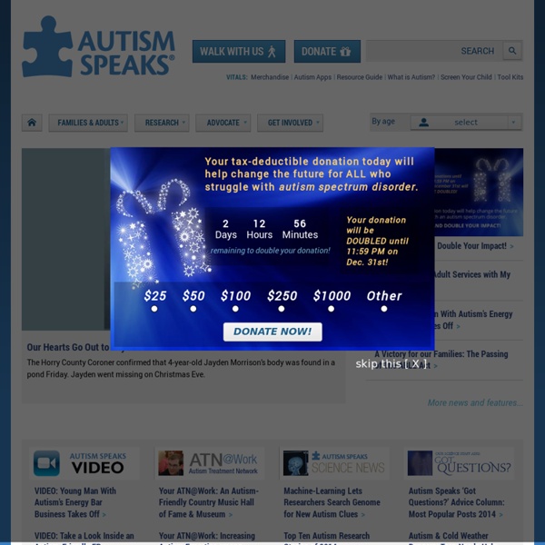 Autism Speaks, Home Page