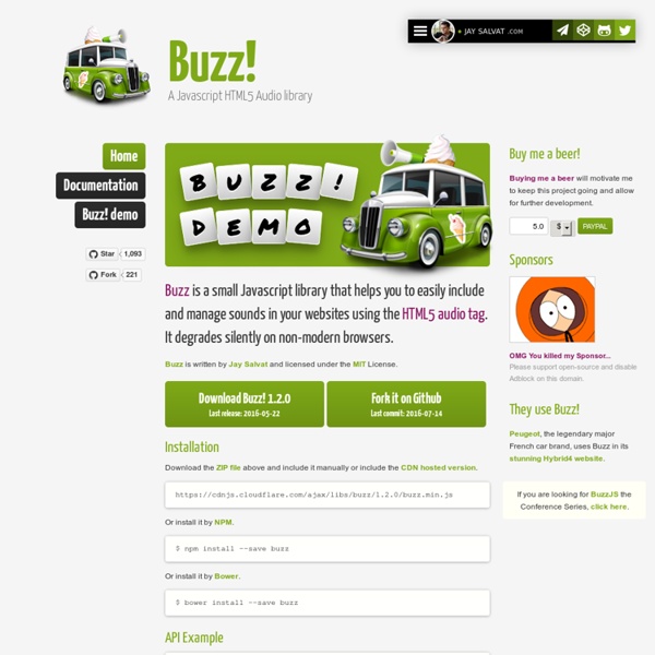 Buzz, a Javascript HTML5 Audio library