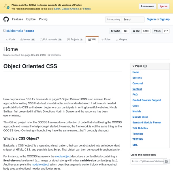 Object Oriented CSS · stubbornella/oocss Wiki