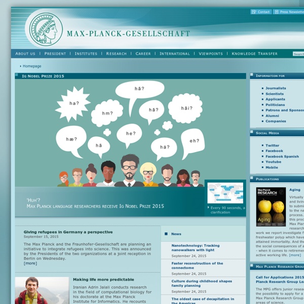 Max Planck Society - Max-Planck-Portal - website of the Max Planck Society - basic and fundamental scientific research