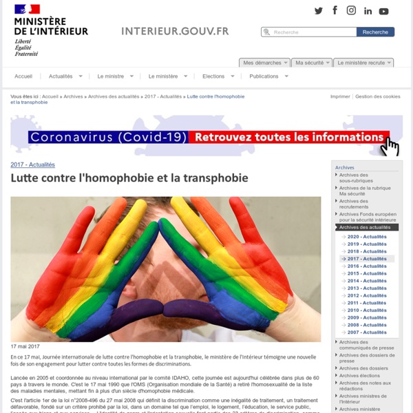 Ministère de l'Intérieur. Lutte contre l'homophobie et la transphobie