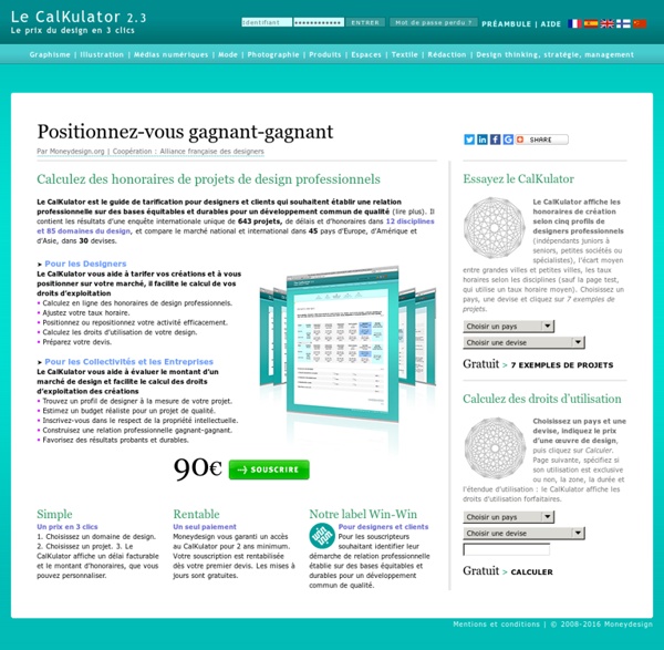 Tarifs designers / Prix du design > Guide pour calculer honoraires de création et droits d'utilisation de projets de design