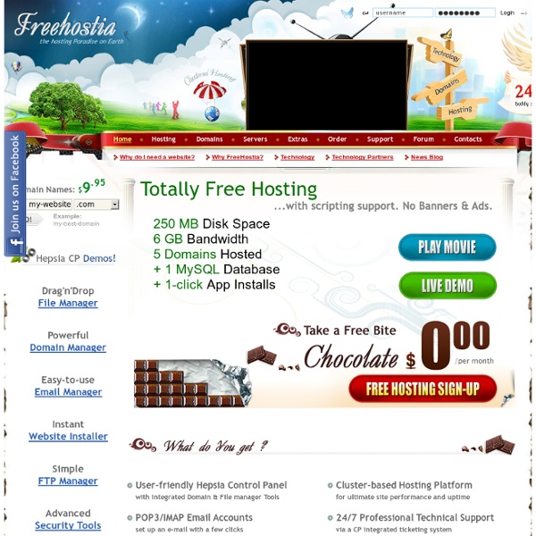 Free Web Hosting - Linux, PHP, MySQL, No Ads/Banners by FreeHostia.
