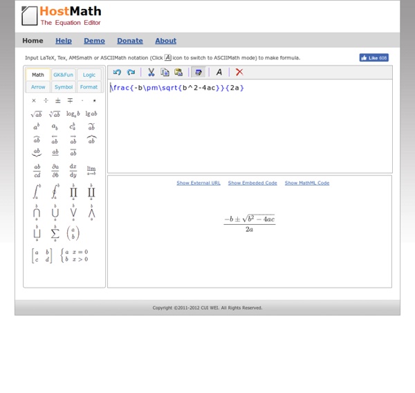 HostMath - Online LaTeX formula editor and browser-based math equation editor