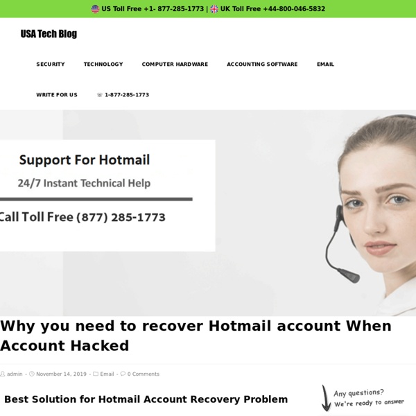 Hotmail Account Recovery 1877-285-1773 Recover Hotmail Password