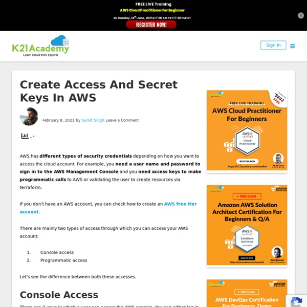 How To Create Access Keys And Secret Keys In AWS