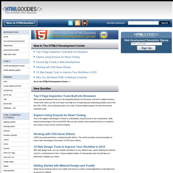 HTML Goodies: The Ultimate HTML Resource: Free HTML, CSS, JavaScript Tutorials