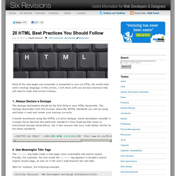 20 HTML Best Practices You Should Follow