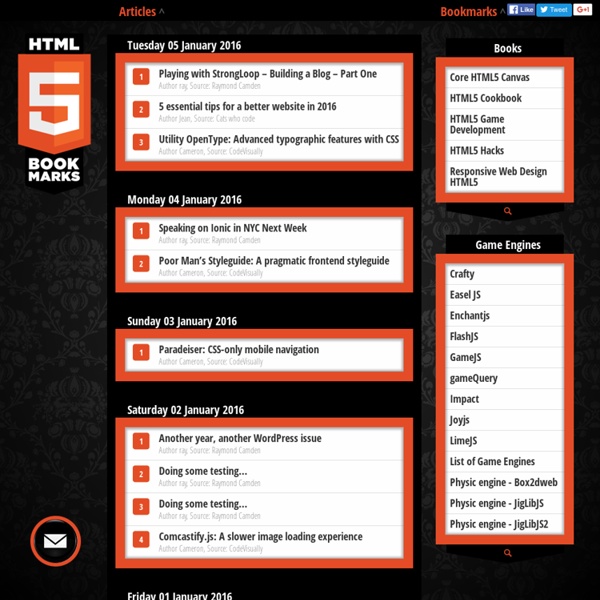 HTML5 Bookmarks - daily news articles and bookmarks