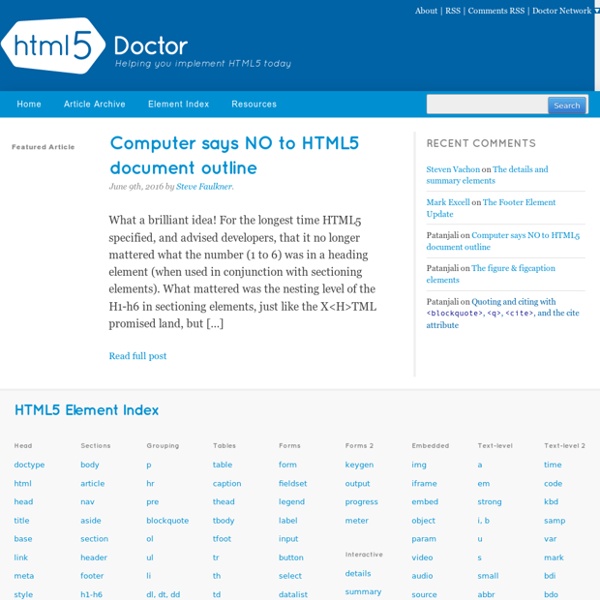 HTML5 Doctor, helping you implement HTML5 today