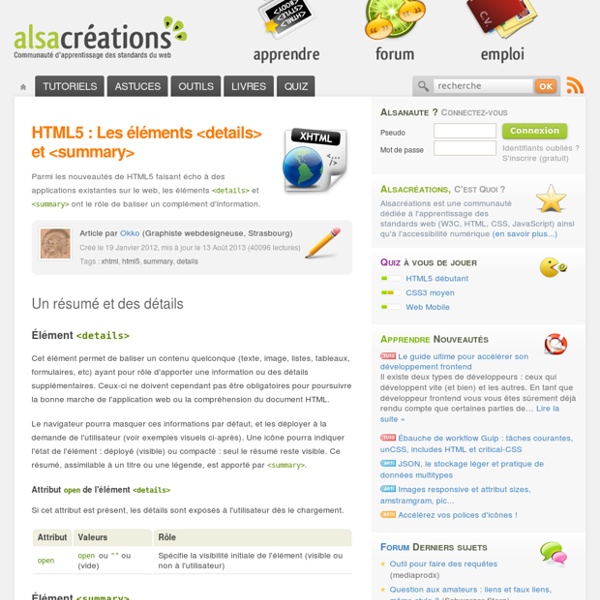 HTML5 : Les éléments <details> et <summary>