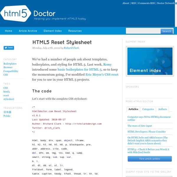 HTML5 Reset Stylesheet