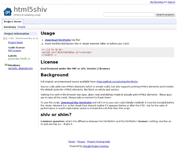 Html5shiv - HTML5 IE enabling script