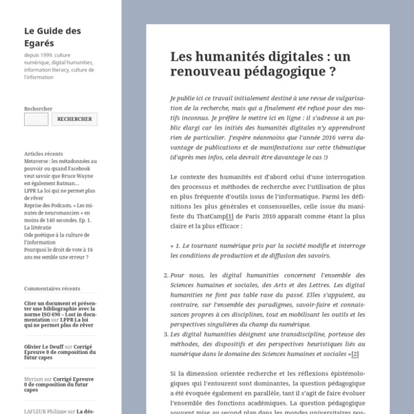 Olivier Le Deuff, Les humanités digitales : un renouveau pédagogique ? (2016)
