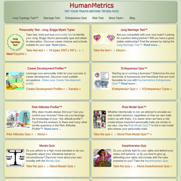 HumanMetrics - online relationships, personality and entrepreneur tests, personal solution center