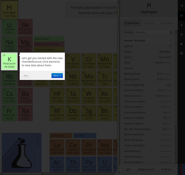 ChemReference: Periodic Table and Chemistry Reference