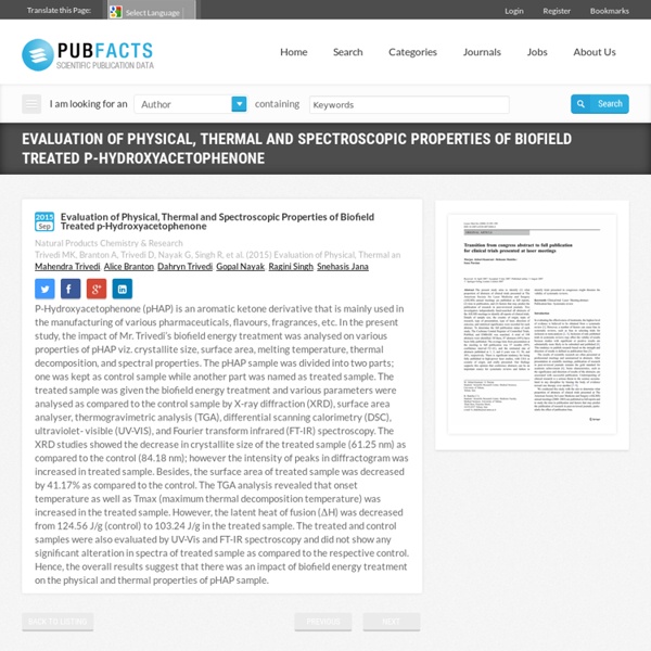 Analyze Properties of p-Hydroxyacetophenone with Biofield Treatment