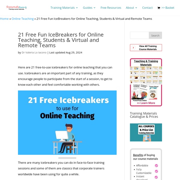 21 Free fun Icebreakers for Online Teaching and virtual remote teams