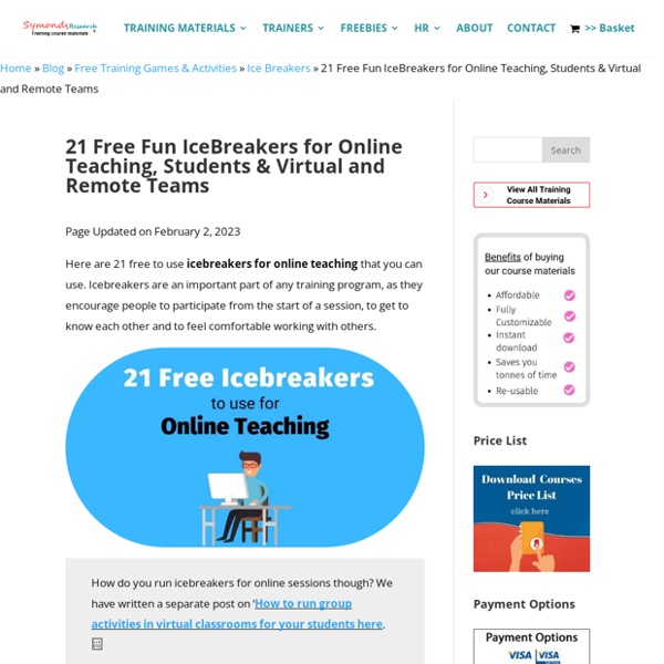 21 Free fun Icebreakers for Online Teaching and virtual remote teams