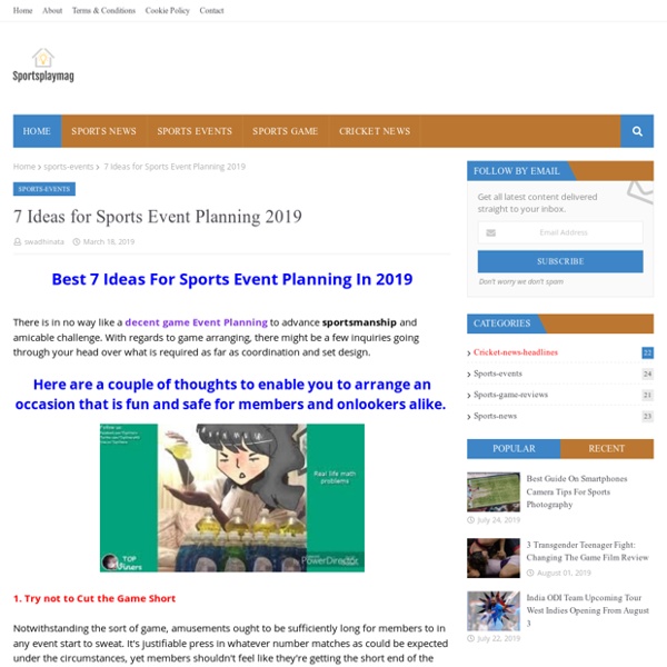 7 Ideas for Sports Event Planning 2019