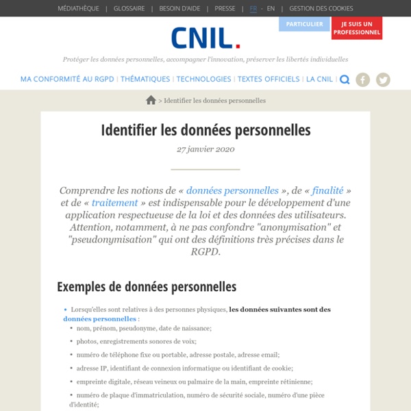 Identifier les données personnelles