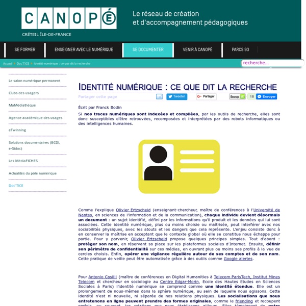 Canopé Créteil - Identité numérique : ce que dit la recherche