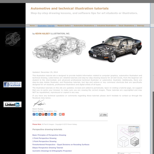 Illustration tutorials for technical and automotive illustrators and art students