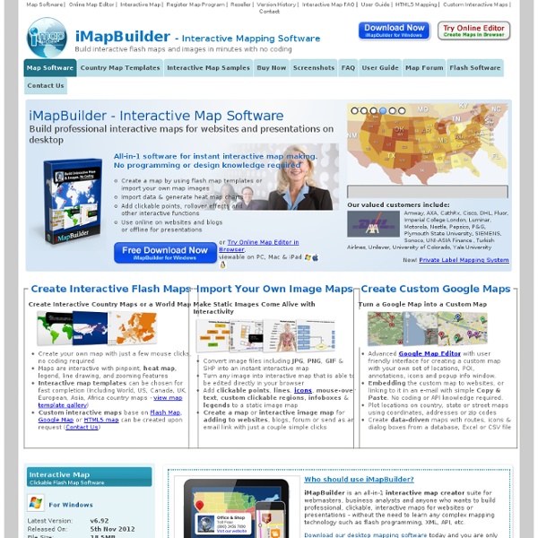 Interactive map: iMapBuilder map software. Create editable interactive maps, flash map and clickable image maps