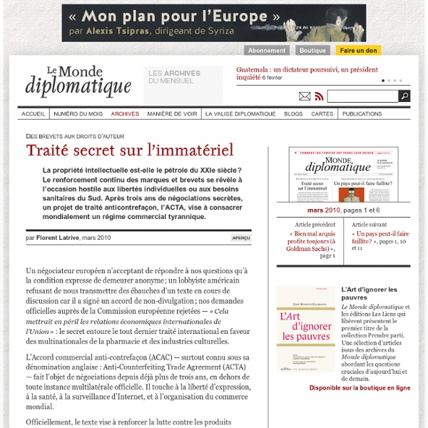 Traité secret sur l'immatériel, par Florent Latrive (Le Monde di