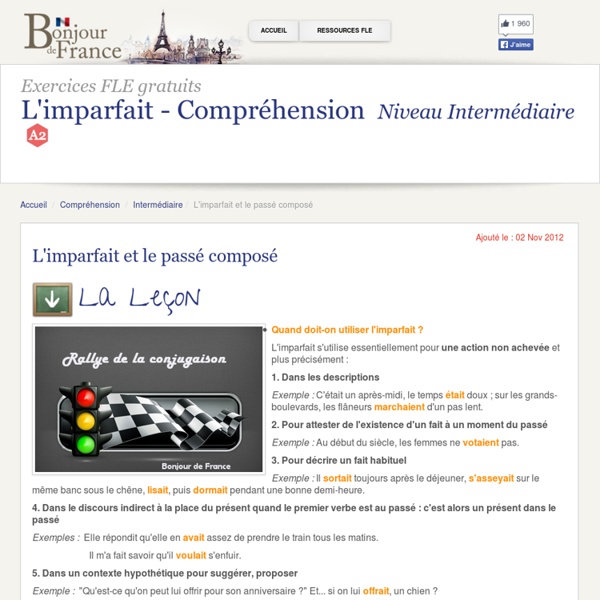 L'imparfait et le passé composé - Intermédiaire - Jeux pour apprendre le Français