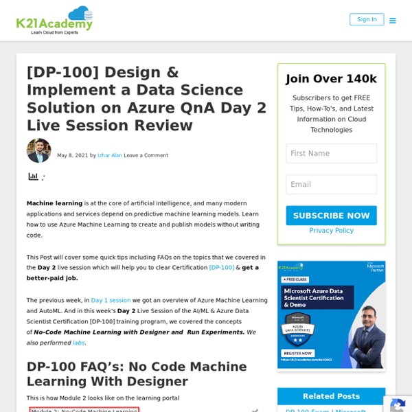 DP-100 Design & Implement a Data Science Solution on Azure Q/A Day 2