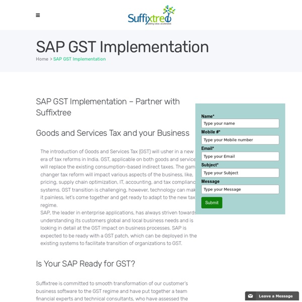SAP GST Implementation in India - Explore with Suffixtree