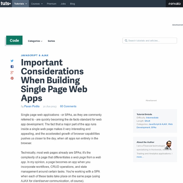 Important Considerations When Building Single Page Web Apps