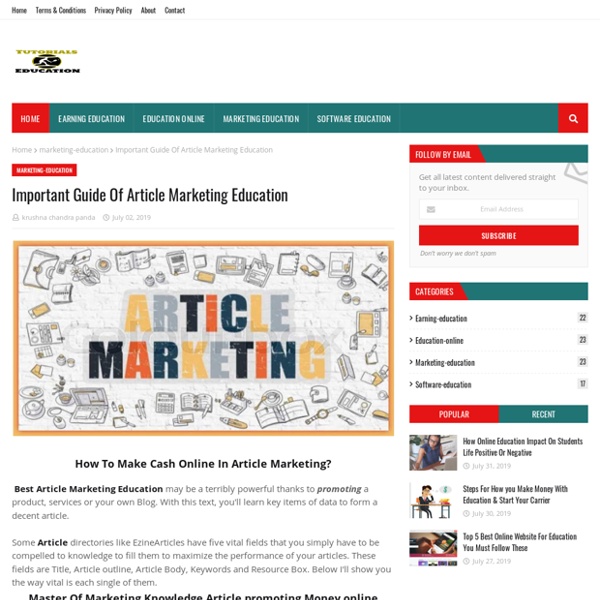 Important Guide Of Article Marketing Education