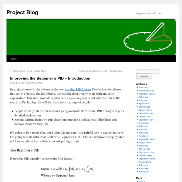 Improving the Beginner’s PID – Introduction « Project Blog