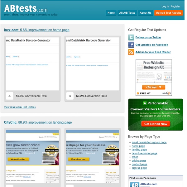 ABtests.com - Share A/B Testing Results. Improve your conversion today.