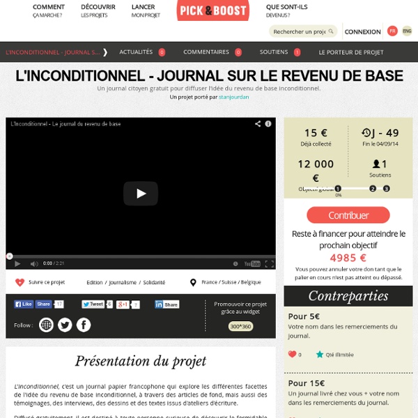 Pick & Boost - L'inconditionnel - journal sur le revenu de base