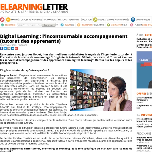 Digital Learning : l'incontournable accompagnement (tutorat des apprenants)