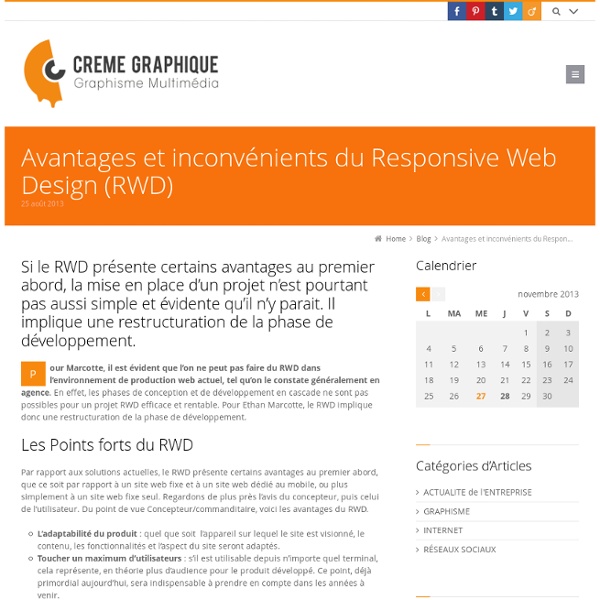 Avantages et inconvénients du Responsive Web Design (RWD) Crème Graphique, création sites Web et outils communication, Poitiers