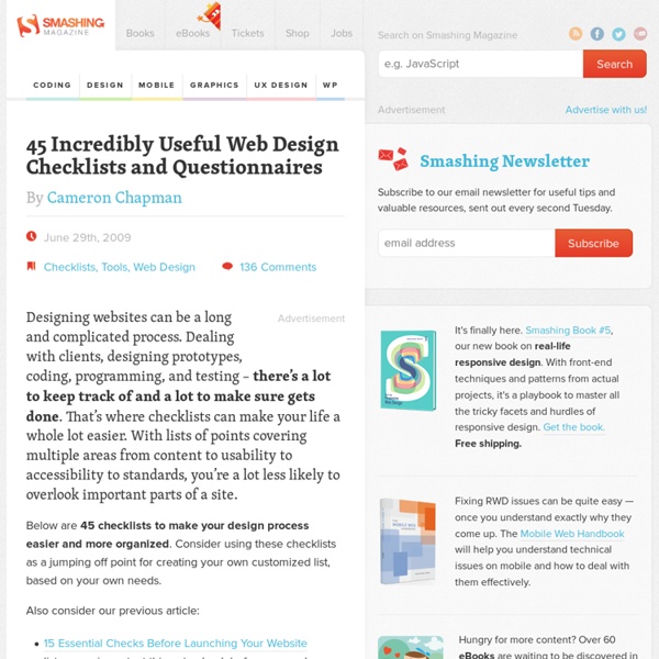 45 Incredibly Useful Web Design Checklists and Questionnaires