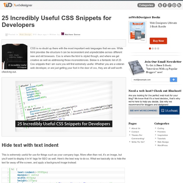 25 Incredibly Useful CSS Snippets for Developers