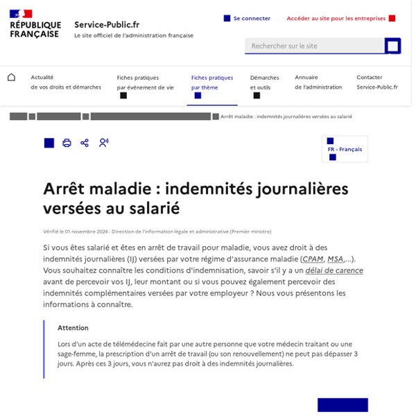 Arrêt maladie : indemnités journalières versées au salarié