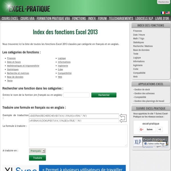 Traduire une fonction Excel