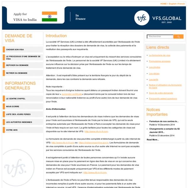 India Visa Information - France