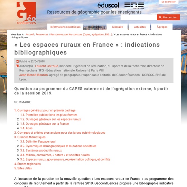 « Les espaces ruraux en France » : indications bibliographiques